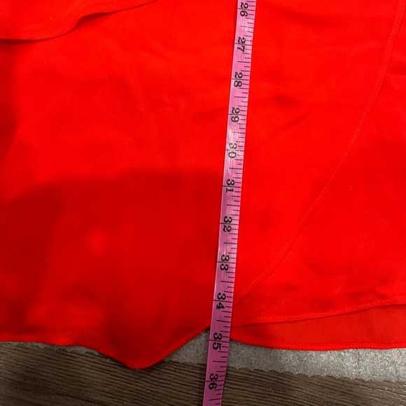 [S]Parker Bold Red Ruffled Front 100 Silk Shift Dress Fully Lined NWOT - Picture 5 of 7